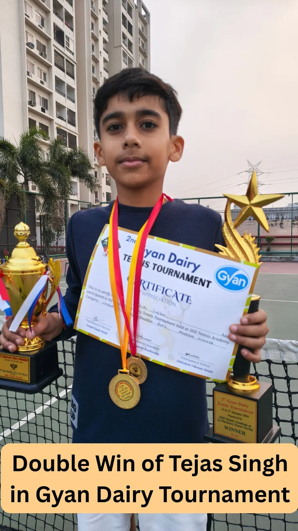 Academy photo: Double win for Tejas Singh at the Gyan Dairy Tournament