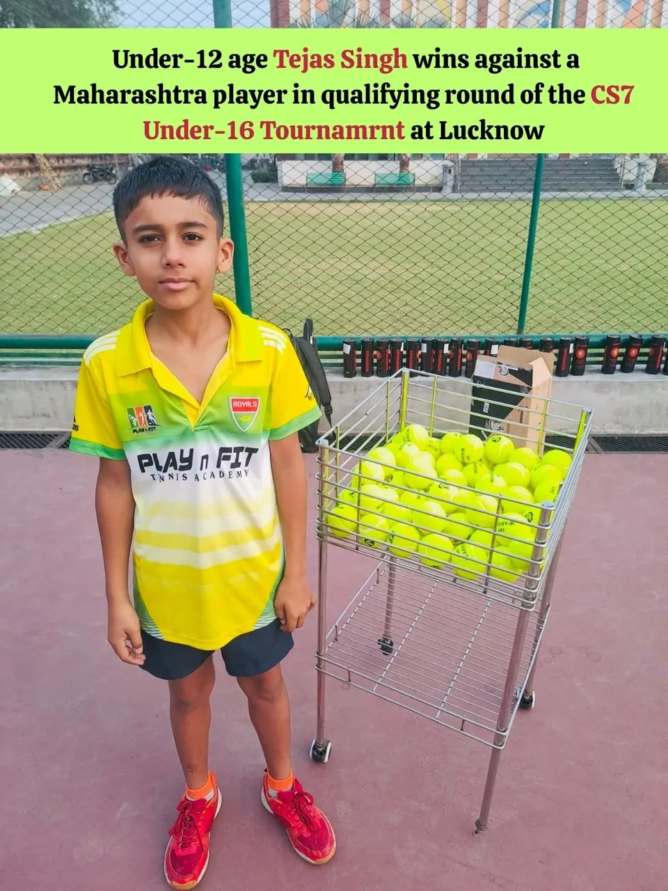 Academy photo: Under-12 Tejas Singh wins a qualifying-round match at the CS7 Under-16 tournament, Lucknow
