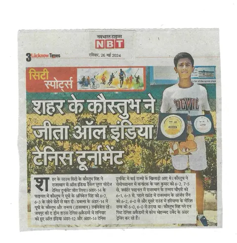 Navbharat Times, 26 May 2024 — newspaper clipping: Kaustubh wins an All India tennis tournament